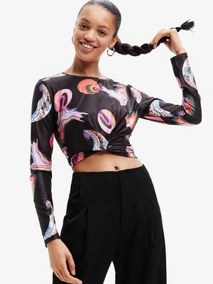 Desigual longsleeve damski kolor czarny