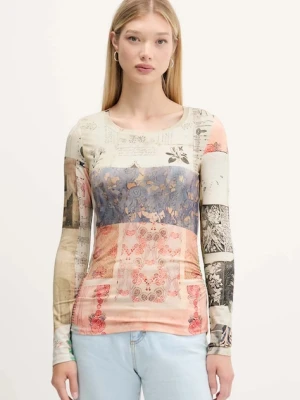Desigual longsleeve LIMBANI damski kolor beżowy 25WWTK33
