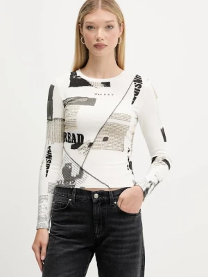 Desigual longsleeve NEWSPAPER kolor beżowy 25WWTK25