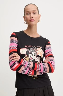 Desigual longsleeve PATCHMICKEY damski kolor czarny 24WWTKA2