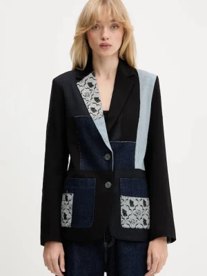 Desigual marynarka TEXTURES kolor czarny jednorzędowa wzorzysta 25WWEW51