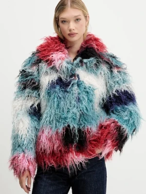 Desigual płaszcz CLOUD LACROIX kolor turkusowy 25WWEW02