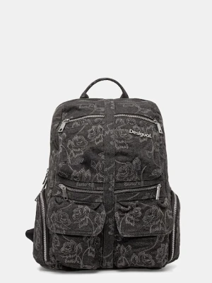 Desigual plecak WHISKEY EMBROIDERY 0 damski kolor szary duży z aplikacją 25WAKD07