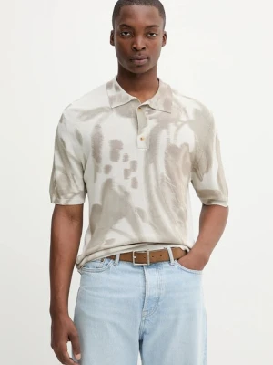 Desigual polo FLOWER męski kolor szary wzorzysty 25WMTF02
