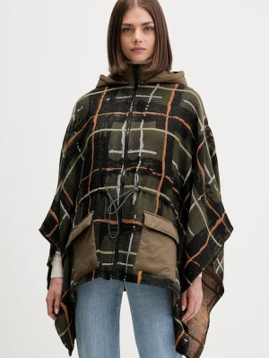 Desigual poncho CHECKS KHAKI ALDAM kolor zielony 25WAIA12