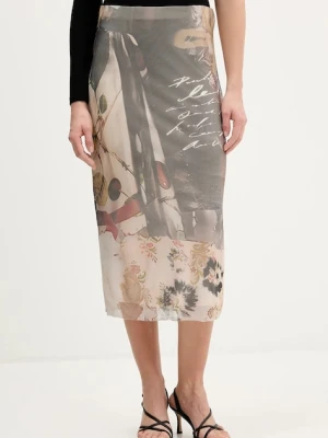 Desigual spódnica COLLAGE kolor brązowy midi prosta 25WWFK05