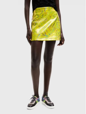 Desigual Spódnica mini Ida 22WWFW01 Żółty Slim Fit