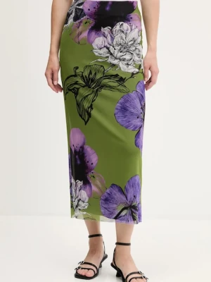 Desigual spódnica TULLEFLOWERS kolor zielony maxi prosta 25WWFK03