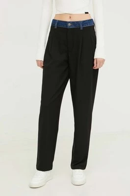 Desigual spodnie MILAN damskie kolor czarny proste high waist 24SWPW15