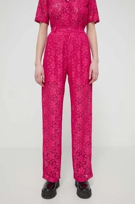 Desigual spodnie DHARMA damskie kolor różowy proste high waist 24SWPW22