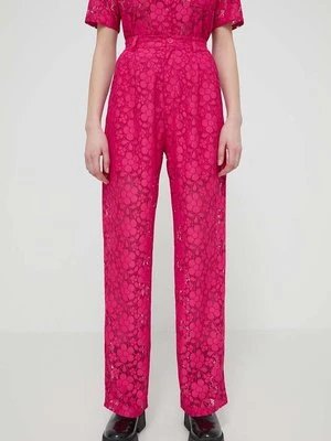 Desigual spodnie DHARMA damskie kolor różowy proste high waist 24SWPW22