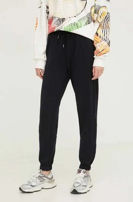 Desigual spodnie dresowe bawełniane JANE kolor granatowy gładkie 24SWPK05