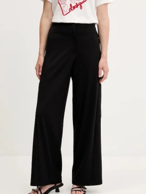 Desigual spodnie LATE damskie kolor czarny szerokie high waist 25WWPW06