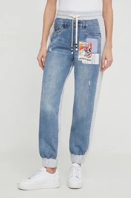 Desigual spodnie x Disney JOGGER damskie kolor szary high waist 24SWDD68