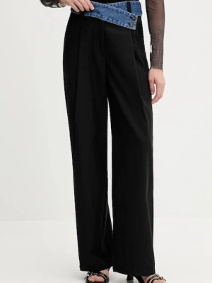 Desigual spodnie z domieszką wełny DENIMWAIST kolor czarny 25WWPW03