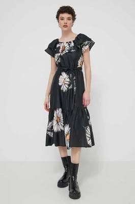 Desigual sukienka bawełniana GEORGEO kolor czarny midi rozkloszowana 24SWVW02