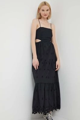 Desigual sukienka bawełniana MALVER kolor czarny maxi rozkloszowana 24SWVW12