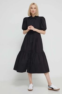 Desigual sukienka bawełniana CALGARY kolor czarny midi rozkloszowana 24SWVW35