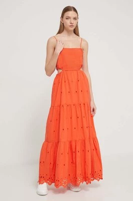 Desigual sukienka bawełniana MALVER kolor pomarańczowy maxi rozkloszowana 24SWVW12