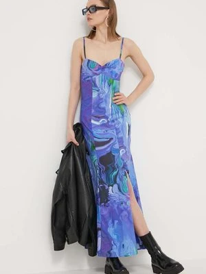 Desigual sukienka BLEU LACROIX kolor fioletowy maxi rozkloszowana 24SWVW80