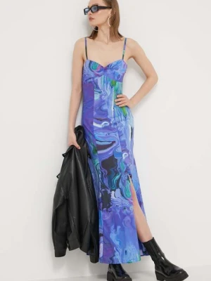 Desigual sukienka BLEU LACROIX kolor fioletowy maxi rozkloszowana 24SWVW80