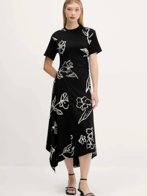 Desigual sukienka CALMA kolor czarny midi rozkloszowana 25WWVK44