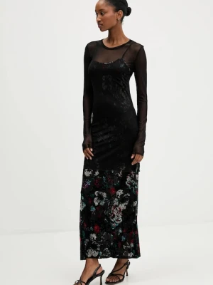 Desigual sukienka CASSIDY kolor czarny maxi dopasowana 25WWVK11