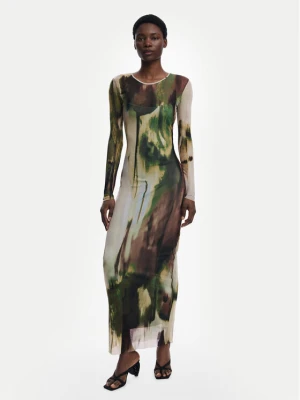 Desigual Sukienka codzienna Godiva 25WWVK41 Zielony Slim Fit