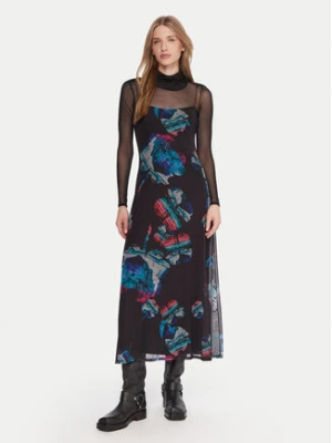 Desigual Sukienka codzienna Watercolor Lacroix 25WWVK03 Czarny Regular Fit