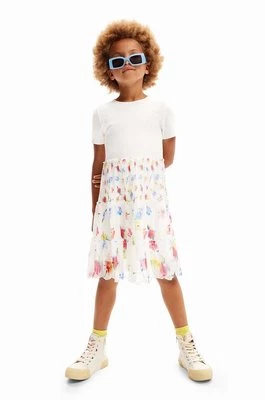 Desigual sukienka dziecięca kolor biały mini rozkloszowana