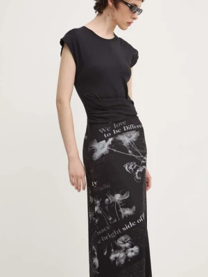 Desigual sukienka GOOD NEWS kolor czarny maxi rozkloszowana 24WWVK77
