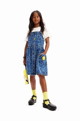 Desigual sukienka jeansowa dziecięca kolor niebieski mini prosta