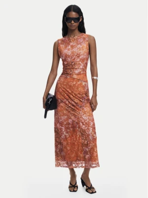 Desigual Sukienka koktajlowa Lua 25WWVK26 Pomarańczowy Slim Fit