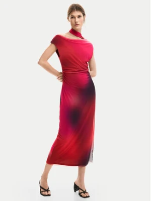 Desigual Sukienka koktajlowa Maine 26SWVK19 Czerwony Slim Fit