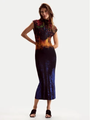 Desigual Sukienka koktajlowa Psicho Animal 26SWVK41 Kolorowy Slim Fit