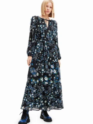 Desigual sukienka kolor czarny maxi prosta