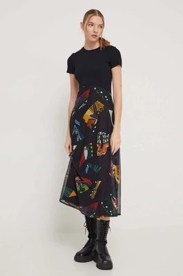 Desigual sukienka LIN LACROIX kolor czarny midi rozkloszowana 24SWVK47
