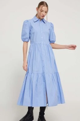 Desigual sukienka ALEJANDRIA kolor niebieski maxi rozkloszowana 24SWVW82