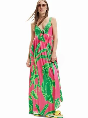 Desigual sukienka kolor różowy maxi oversize