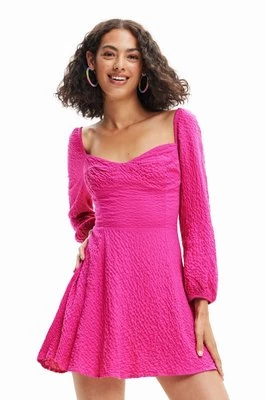 Desigual sukienka kolor różowy mini rozkloszowana
