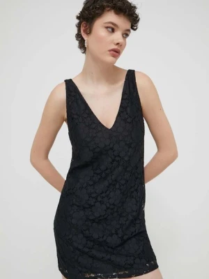 Desigual sukienka LACE kolor czarny mini prosta 24SWVW48