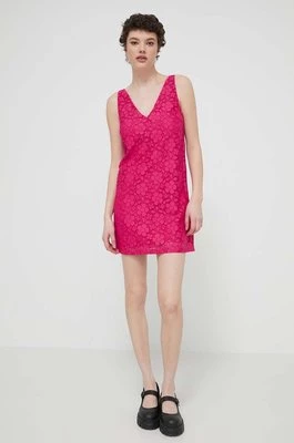 Desigual sukienka LACE kolor różowy mini prosta 24SWVW48