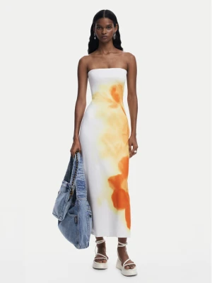 Desigual Sukienka letnia Amberes 25SWVK49 Écru Slim Fit Kremowy