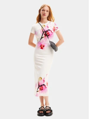Desigual Sukienka letnia Lila 24SWVK41 Biały Regular Fit