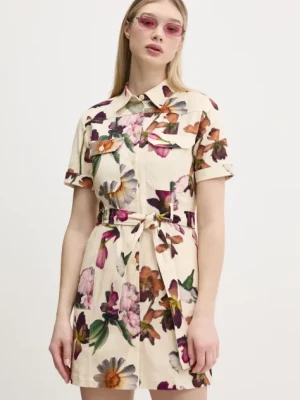 Desigual sukienka MONICAWHITE kolor beżowy mini prosta 25SWVW13
