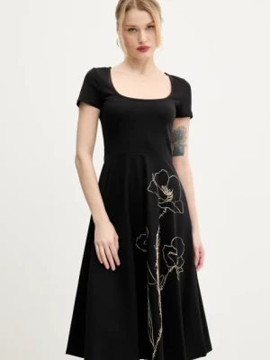 Desigual sukienka NAPOLES kolor czarny midi rozkloszowana 25SWVK09