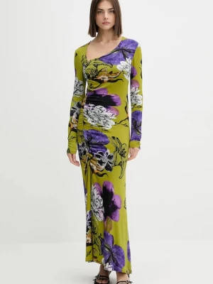Desigual sukienka NECKLINE LA kolor zielony maxi dopasowana 25WWVK37