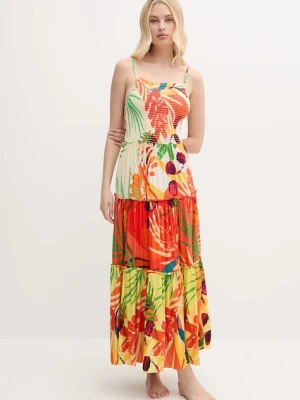 Desigual sukienka plażowa BAHAMAS PATCH beżowy