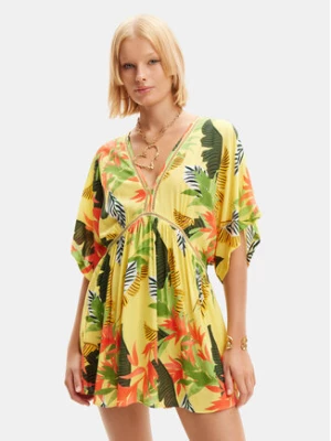 Desigual Sukienka plażowa Tropical Party 24SWMW23 Żółty Loose Fit