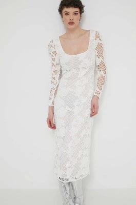 Desigual sukienka SANDALO kolor biały midi dopasowana 24SWVW50